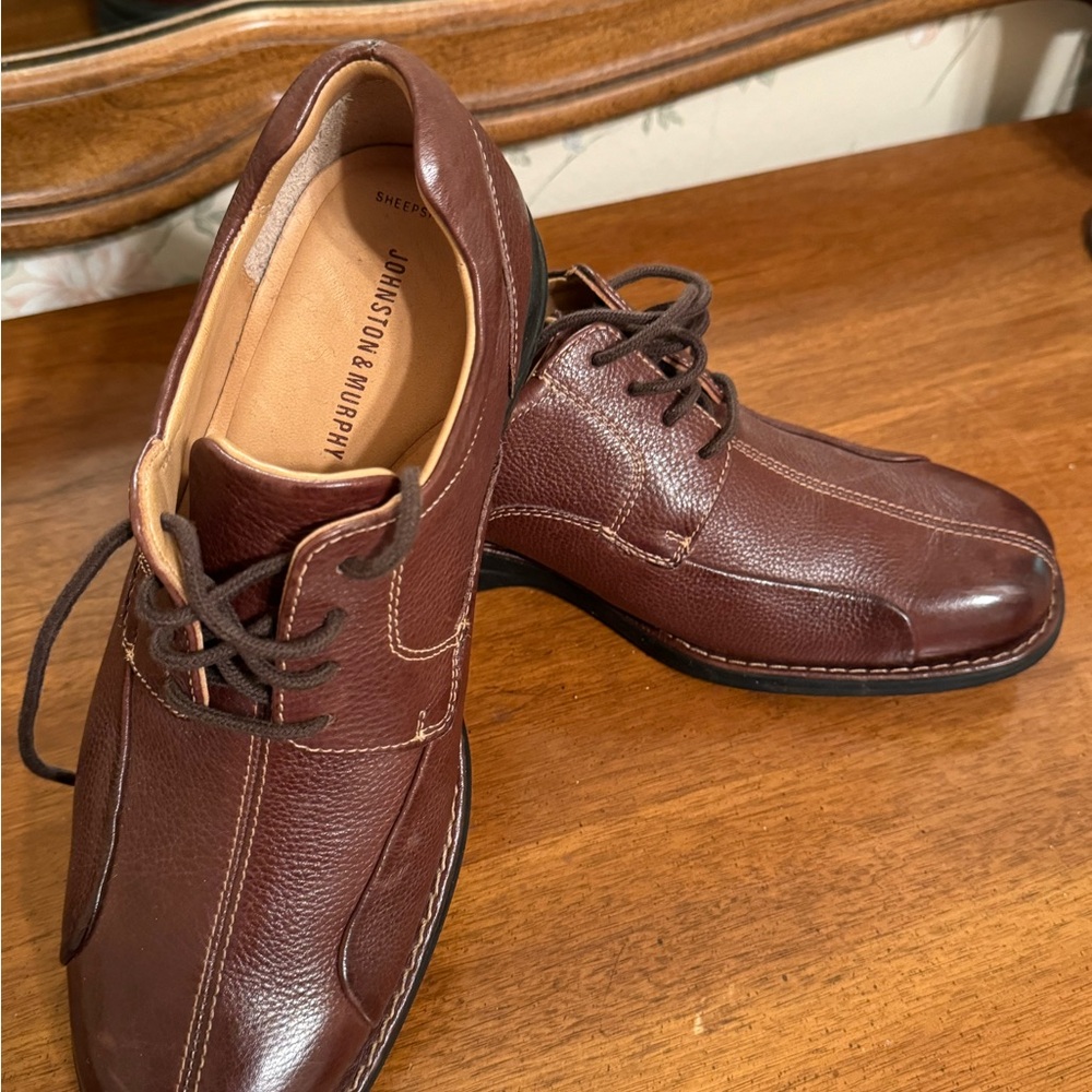 Johnston & Murphy Brown Oxfords Leather Lace-Up